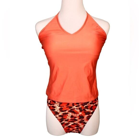 Bobbie Brooks Cheetah Animal Print 2pc Tankini Swimsuit MEDIUM Beach Vacation - Picture 1 of 12